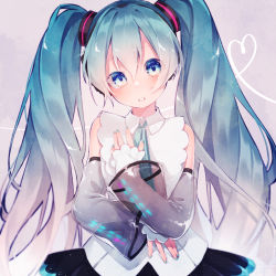 Rule 34 | 1girl, aqua hair, blouse, blue eyes, blue nails, blue necktie, collared shirt, detached sleeves, hair between eyes, hatsune miku, hatsune miku (nt), heart, highres, layered sleeves, long hair, nail polish, necktie, nuko 0108, see-through, see-through sleeves, shirt, simple background, skirt, sleeveless, sleeveless shirt, solo, twintails, very long hair, vocaloid, white shirt
