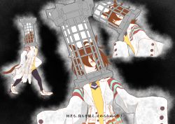 Rule 34 | 1girl, absurdres, agnes tachyon (umamusume), ahoge, black neckwear, black pantyhose, bloodborne, brown hair, cage, high heels, highres, horse girl, horse tail, lab coat, long sleeves, looking at viewer, mensis cage, messy hair, micolash host of the nightmare, multiple views, necktie, pantyhose, short hair, short necktie, sleeves past fingers, sleeves past wrists, subtitled, sweater, tail, torn clothes, trait connection, translated, umamusume, wimori, yellow sweater