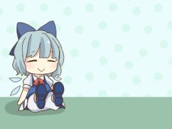 Rule 34 | 1girl, animated, animated png, bloomers, blue hair, bow, chibi, cirno, dress, dress shirt, closed eyes, falling, floor, hair bow, ice, ice wings, lying, md5 mismatch, mutsumi326, open mouth, petite, polka dot, polka dot background, puffy short sleeves, puffy sleeves, rolling, shirt, shoes, short hair, short sleeves, sitting, smile, solid circle eyes, solo, team shanghai alice, touhou, ugoira, underwear, wings