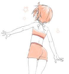 Rule 34 | 1girl, ass, female focus, from behind, nonohara yuzuko, partially colored, petite, short hair, solo, white background, yuyushiki