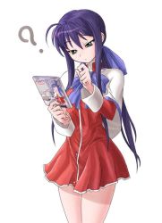Rule 34 | 1girl, ?, kanon, kawasumi mai, nekomamire, purple hair, red skirt, school uniform, serafuku, skirt, solo