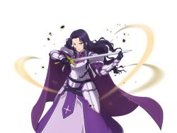 Rule 34 | 1girl, fanatio synthesis two, highres, long hair, official art, purple hair, sword, sword art online, weapon
