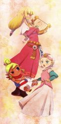 Rule 34 | 3girls, belt, black eyes, blonde hair, blue eyes, bracelet, chichi band, crossed arms, harp, hat, instrument, jewelry, long hair, long image, multiple girls, multiple persona, nintendo, pointy ears, princess zelda, scarf, smile, tall image, tetra, the legend of zelda, the legend of zelda: ocarina of time, the legend of zelda: skyward sword, the legend of zelda: the wind waker, young zelda