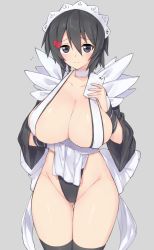 Rule 34 | 1girl, bad id, bad pixiv id, black eyes, black hair, black panties, black thighhighs, blush, breast hold, breasts, cameltoe, cellphone, choker, cleavage, closed mouth, clothes lift, cowboy shot, flying sweatdrops, gluteal fold, groin, hair ornament, hairclip, highleg, highleg panties, highres, holding, holding phone, huge breasts, iroha (samurai spirits), lifting own clothes, loincloth, long sleeves, looking at viewer, maid, maid headdress, panties, phone, samurai spirits, selfie, short hair, smartphone, smile, solo, standing, thigh gap, thighhighs, thighs, underwear, upper body, white choker, wide sleeves, wristband, yoi naosuke