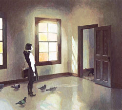 Rule 34 | 1girl, bird, cat, door, kumaori jun, original, pigeon, school uniform, serafuku, solo, sunlight, window
