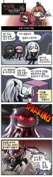 Rule 34 | 4koma, 6+girls, :&lt;, :3, absurdres, ak-12 (girls&#039; frontline), angelia (girls&#039; frontline), animal, animal on head, apron, artist name, attack, black cat, black coat, black hair, blunt bangs, blush, brown apron, brown hair, carrying, carrying bag, cat, cat on head, chalkboard, chibi, clip studio paint (medium), closed eyes, coat, comic, container, cup, defy (girls&#039; frontline), eye trail, fish, flying sweatdrops, food, girls&#039; frontline, glowing, green eyes, grey hair, hair between eyes, hair ribbon, hand on own hip, highres, holding, holding plate, jitome, jumping, korean text, light trail, long hair, looking at viewer, m4a1 (girls&#039; frontline), m4a1 (mod3) (girls&#039; frontline), madcore, mod3 (girls&#039; frontline), motion lines, muffin, multiple girls, nervous sweating, note, on head, one side up, out of frame, paper, particle cannon case, pink hair, plate, purple eyes, red eyes, refrigerator, ribbed sweater, ribbon, smile, smoke, springfield (girls&#039; frontline), st ar-15 (girls&#039; frontline), st ar-15 (mod3) (girls&#039; frontline), sweat, sweatdrop, sweater, swordfish, table flip, teacup, translation request, unusually open eyes, very long hair, wa2000 (girls&#039; frontline), wide-eyed