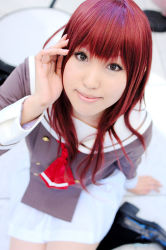 Rule 34 | cosplay, hino kahoko, kiniro no corda, moeka (cosplayer), photo (medium), red hair, school uniform, serafuku