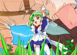 Rule 34 | 1girl, c-mond, fairy, fairy wings, jewelry, lifting person, light green hair, lowres, puchi carat, ring, taito, wings