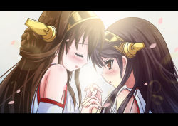 Rule 34 | 10s, 2girls, absurdres, guhua67, haruna (kancolle), highres, holding hands, kantai collection, kongou (kancolle), letterboxed, multiple girls, yuri
