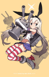 Rule 34 | 10s, 1girl, blonde hair, blue eyes, elbow gloves, gloves, hairband, highres, jong tu, kantai collection, long hair, rensouhou-chan, shimakaze (kancolle), skirt, striped clothes, striped thighhighs, thighhighs, uniform