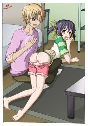 Rule 34 | 1boy, 1girl, ass, clannad, full body, highres, looking back, sccssc123, short hair, spanking, tagme