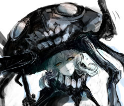 Rule 34 | 10s, 1girl, abyssal ship, hat, jariinu (gomasionori), kantai collection, pale skin, silver hair, sketch, solo, staff, tentacles, wo-class aircraft carrier, yellow eyes
