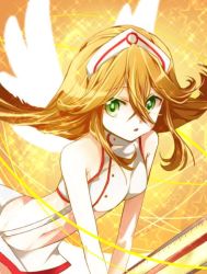 Rule 34 | 10s, angel feather, brown hair, cardfight!! vanguard, fever therapy nurse, green eyes, hat, looking at viewer, nurse, nurse cap, sleeveless, thermometer, uniform, wings