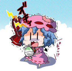 Rule 34 | 1girl, :3, :d, bad id, bad pixiv id, bat wings, blue hair, blush, bow, bowl, brain freeze, chibi, detached wings, dress, drooling, food, hat, hat bow, mini wings, noai nioshi, open mouth, remilia scarlet, ribbon, shaved ice, smile, solo, spoon, sweat, touhou, translated, turn pale, wings, | |