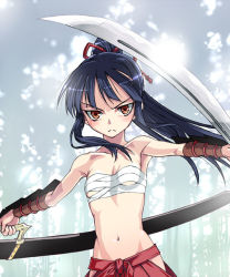 Rule 34 | 1girl, atlus, bushidou (sekaiju), katana, sarashi, satou atsuki, etrian odyssey, sheath, solo, sword, weapon