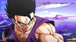 Rule 34 | angry, black eyes, black hair, dragon ball, highres, looking at viewer, muscular, muscular male, namek, potential unleashed, serious, son gohan, tagme, ultimate gohan