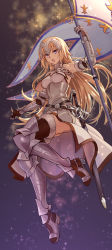 Rule 34 | 1girl, absurdres, armor, armored dress, bad id, bad pixiv id, blonde hair, brown gloves, brown thighhighs, chain, fate/grand order, fate (series), faulds, full body, fur-trimmed legwear, fur trim, gauntlets, gloves, gorget, greaves, headpiece, high heels, highres, holding, jeanne d&#039;arc (fate), jeanne d&#039;arc (ruler) (fate), jeanne d&#039;arc (third ascension) (fate), long braid, long hair, open mouth, plackart, purple eyes, revision, sandals, sheath, solo, thighhighs, toes, very long hair, yewang19
