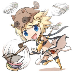 Rule 34 | 1girl, :d, angel wings, animal, animal on head, armor, armored boots, axe, bikini, bikini top only, black bikini, black gloves, black socks, blonde hair, blue eyes, boots, breasts, chain, chibi, cleavage, commentary request, elbow gloves, fingerless gloves, full body, gameplay mechanics, gloves, head wings, holding, holding axe, jewelry, jumpsuit, jumpsuit around waist, kneehighs, looking at viewer, mechanic (ragnarok online), medium breasts, natsuya (kuttuki), necklace, on head, open mouth, pipe in mouth, raccoon, ragnarok online, running, short hair, simple background, smile, smoking pipe, socks, solo, swimsuit, throwing, white background, white jumpsuit, wings, yellow armor, yellow wings
