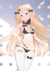 Rule 34 | 1girl, abigail williams (fate), absurdres, bad id, bad pixiv id, bandaid, bandaid on face, bandaid on forehead, bare shoulders, bikini, black bikini, black bow, blonde hair, blue eyes, bluerabbit gap, blush, bow, breasts, crossed bandaids, fate (series), forehead, highres, key, long hair, looking at viewer, md5 mismatch, multiple bows, navel, orange bow, parted bangs, polka dot, polka dot bow, resolution mismatch, small breasts, smile, solo, swimsuit, thighhighs, thighs