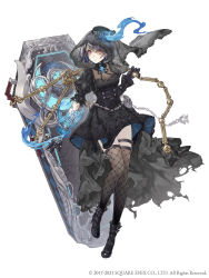 Rule 34 | 1girl, absurdres, alice (sinoalice), ankle boots, black dress, blue hair, boots, chain, coffin, corset, dark blue hair, dress, fishnets, full body, high heel boots, high heels, highres, ji no, looking at viewer, neck corset, official art, puffy sleeves, red eyes, see-through, sinoalice, solo, square enix, tattoo, thighhighs, torn clothes, veil, white background