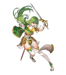 Rule 34 | 1girl, armor, belt, boots, breasts, capelet, dress, elbow gloves, female focus, fire emblem, fire emblem: mystery of the emblem, fire emblem echoes: shadows of valentia, fire emblem heroes, full body, gloves, green eyes, green hair, highres, holding, holding sword, holding weapon, long hair, matching hair/eyes, medium breasts, nintendo, official art, open mouth, palla (fire emblem), pelvic curtain, sheath, short dress, shoulder armor, sleeveless, solo, sword, teffish, thigh boots, thighhighs, transparent background, weapon, white footwear, white gloves