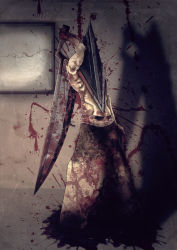 Rule 34 | 1boy, abs, blood, helmet, knife, male focus, muscular, non-web source, pyramid head, silent hill, silent hill: homecoming, silent hill (movie), silent hill (series), silent hill 2, solo, sword, topless male, weapon