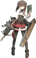 Rule 34 | 10s, 1girl, bike shorts, boots, bow (weapon), brown eyes, brown hair, crossbow, flat chest, full body, hair ornament, hakama, hakama short skirt, hakama skirt, headband, holding, japanese clothes, kantai collection, official art, personification, shimada fumikane, short hair, skirt, solo, taihou (kancolle), thighhighs, transparent background, weapon, zettai ryouiki