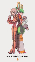 Rule 34 | 10s, 2girls, back-to-back, blonde hair, bruce lee&#039;s jumpsuit, chinese clothes, detached sleeves, dragon kid, dual persona, green eyes, green hair, hat, huang baoling, jutu, multiple girls, ponytail, shoes, short hair, shorts, sneakers, superhero costume, thighhighs, tiger &amp; bunny