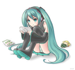 Rule 34 | 00s, 1girl, acoa, aqua eyes, aqua hair, bad id, bad pixiv id, detached sleeves, final fantasy, final fantasy xi, handheld game console, hatsune miku, headset, long hair, panties, pantyshot, playing games, playstation portable, shantotto, sitting, skirt, solo, striped clothes, striped panties, tarutaru, thighhighs, twintails, underwear, very long hair, video game, vocaloid