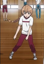Rule 34 | 1girl, aisaka taiga, animated, braided pigtails, brown hair, gym uniform, pants, red pants, swaying, toradora!