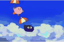Rule 34 | blue sky, cloud, cloudy sky, gooey (kirby), kirby, kirby&#039;s dream land 3, kirby (series), nintendo, parasol, sky, soumenhiyamugi, umbrella