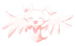 Rule 34 | blush, digimon, digimon (creature), digimon tamers, closed eyes, full body, heart, jewelry, marinangemon, necklace, no humans, pale color, simple background, sinka5010, solo, white background, wings