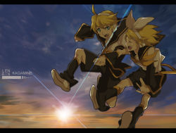 Rule 34 | 1boy, 1girl, akishima kei, bad id, bad pixiv id, blonde hair, brother and sister, detached sleeves, kagamine len, kagamine rin, letterboxed, short hair, shorts, siblings, twins, vocaloid