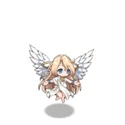 Rule 34 | 1girl, aged down, angel, angel wings, animated, animated png, artist request, bare legs, barefoot, blinking, blonde hair, blue eyes, bracelet, closed mouth, eyes visible through hair, feathered wings, flapping, flying, full body, gold circlet, gold necklace, ilias, jewelry, long hair, looping animation, lowres, mon-musu quest!, mon-musu quest: paradox, monster musume td, necklace, open mouth, parted bangs, pointy ears, shadow, simple background, smile, solo, third-party source, toga, transparent background, very long hair, white wings, wings