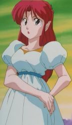 Rule 34 | anime screenshot, azalyn (musekinin kanchou tylor), dress, elf, musekinin kanchou tylor, pointy ears, red hair, screencap, tagme