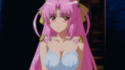Rule 34 | 10s, animated, animated gif, ass, blush, bra, breasts, kyuuketsuki, large breasts, lingerie, long hair, nipples, panties, pink hair, underwear, undressing