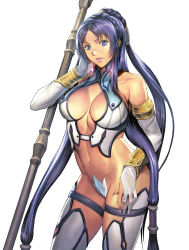 Rule 34 | 1girl, blue hair, breasts, crotch plate, homare (fool&#039;s art), large breasts, revealing clothes, solo