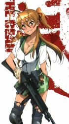 Rule 34 | 1girl, gun, highschool of the dead, komuro takashi, miyamoto rei, orange hair, tagme, weapon