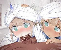 Rule 34 | 3boys, ^^^, blonde hair, blush, captain nemo (fate), censored, clothed male nude male, cum, cum in mouth, cum in nose, dark-skinned male, dark skin, fate/grand order, fate (series), fellatio, green eyes, group sex, hat, highres, interracial, irrumatio, marine nemo (fate), mizumizuni, mmm threesome, mosaic censoring, multiple boys, nemo (fate), nude, oral, parted lips, penis, threesome, wide-eyed, yaoi