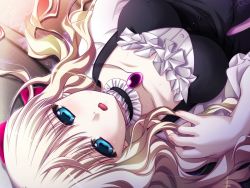Rule 34 | 1girl, blonde hair, blue eyes, game cg, hell guide, long hair, m no violet, solo