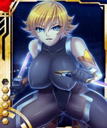 Rule 34 | 00s, 1girl, :d, armlet, bare shoulders, black gloves, blue eyes, blush, bodysuit, border, breasts, card (medium), card (red-ur), card (ur), collarbone, covered erect nipples, dual wielding, earrings, female focus, flipped hair, glint, gloves, hair between eyes, halterneck, high heels, holding, huge breasts, igawa sakura, impossible bodysuit, impossible clothes, jewelry, kagami hirotaka, large breasts, lilith-soft, looking at viewer, night, night sky, ninja, official art, open mouth, orange hair, outdoors, outline, short hair, sky, smile, solo, spread legs, squatting, star (sky), starry sky, sword, taimanin (series), taimanin asagi, taimanin asagi battle arena all card gallery, taimanin asagi kessen arena, thighs, turtleneck, weapon