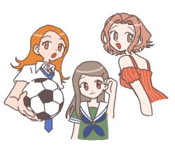 Rule 34 | ball, digimon, long hair, looking at viewer, necktie, school uniform, soccer ball, tachikawa mimi, takenouchi sora, yagami hikari
