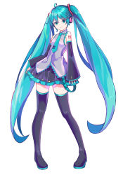 Rule 34 | 1girl, absurdres, ahoge, aqua eyes, aqua hair, aqua nails, aqua necktie, bare shoulders, belt, black skirt, black sleeves, black thighhighs, blouse, boots, breasts, contrapposto, derivative work, detached sleeves, full body, grey shirt, hair between eyes, hair ornament, hatsune miku, headphones, highres, long hair, looking at viewer, miniskirt, nail polish, necktie, number tattoo, pigeon-toed, pleated skirt, shiina0227, shiny clothes, shirt, shoulder tattoo, simple background, skirt, sleeveless, sleeveless shirt, sleeves past wrists, small breasts, smile, solo, standing, tattoo, thigh boots, thighhighs, tie clip, twintails, very long hair, vocaloid, vocaloid boxart pose, white background, zettai ryouiki