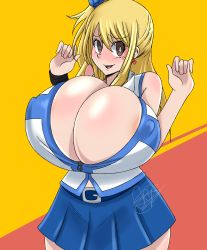Rule 34 | 1girl, absurdres, blonde hair, breasts, cleavage, crysnickel, fairy tail, highres, huge breasts, lucy heartfilia, solo, tagme