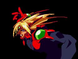 Rule 34 | 1990s (style), animated, animated gif, armor, attack, blonde hair, choujin gakuen gowcaizer, game, kaiza isato, lowres, male focus, oobari masami, power suit, short hair, solo, technos