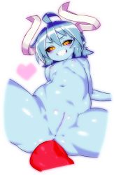 Rule 34 | 1girl, ass, blue hair, blue skin, colored skin, demon girl, female focus, highres, horns, jewelry, long hair, naughty face, nude, nyarla, pointy ears, pussy, shinrabanshou, smile, solo, demon girl, sutorenngusu, tail, uncensored