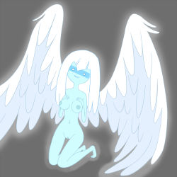 Rule 34 | 1girl, adventure time, barefoot, breasts, feet, guardian angel (adventure time), nude, pussy, solo, wings