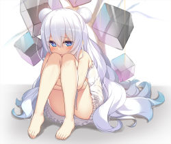 Rule 34 | + +, 1girl, :t, azur lane, bare arms, bare legs, bare shoulders, barefoot, blue eyes, blush, child, closed mouth, commentary request, cube, double bun, dress, feet, flower, frilled dress, frills, full body, hair between eyes, hair bun, highres, hugging own legs, le malin (azur lane), le malin (sleepy sunday) (azur lane), legs, long hair, looking at viewer, olive (laai), rose, silver hair, sleeveless, sleeveless dress, solo, very long hair, white dress, white flower, white rose