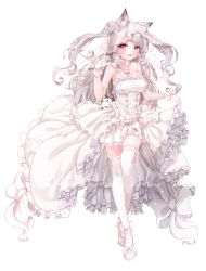 Rule 34 | 1girl, absurdres, alternate costume, animal ears, azur lane, bare shoulders, blush, bow, bridal veil, bride, chinese commentary, choker, commentary request, dog ears, dress, fang, footwear bow, frilled dress, frills, full body, gloves, has bad revision, high heels, highres, looking at viewer, open mouth, red eyes, ribbon choker, shoes, simple background, sleeveless, smile, solo, stuffed animal, stuffed dog, stuffed toy, thighhighs, transparent background, veil, wedding dress, white background, white gloves, white hair, white thighhighs, wuhuo, yuudachi (azur lane), zettai ryouiki