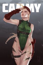Rule 34 | 1girl, abs, bare shoulders, blonde hair, blue eyes, braid, breasts, cammy white, character name, curvy, fingerless gloves, g21mm, gloves, hat, highleg, highleg leotard, highres, large breasts, leotard, lips, long hair, scar, scar on face, shiny skin, sleeveless, street fighter, thong leotard, twin braids, very long hair, wide hips